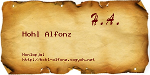 Hohl Alfonz névjegykártya